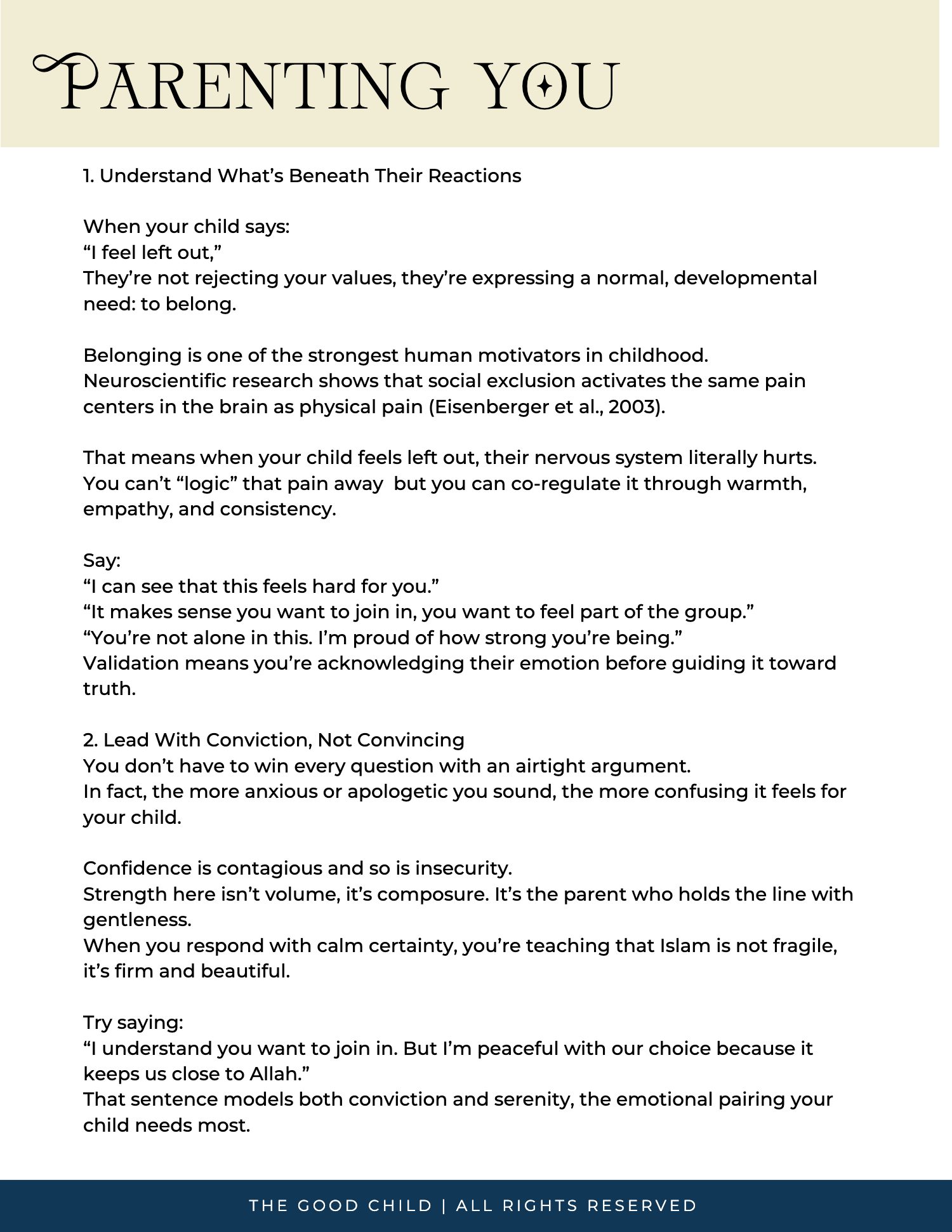 Guide page: Parenting you, understanding what is beneath their reactions