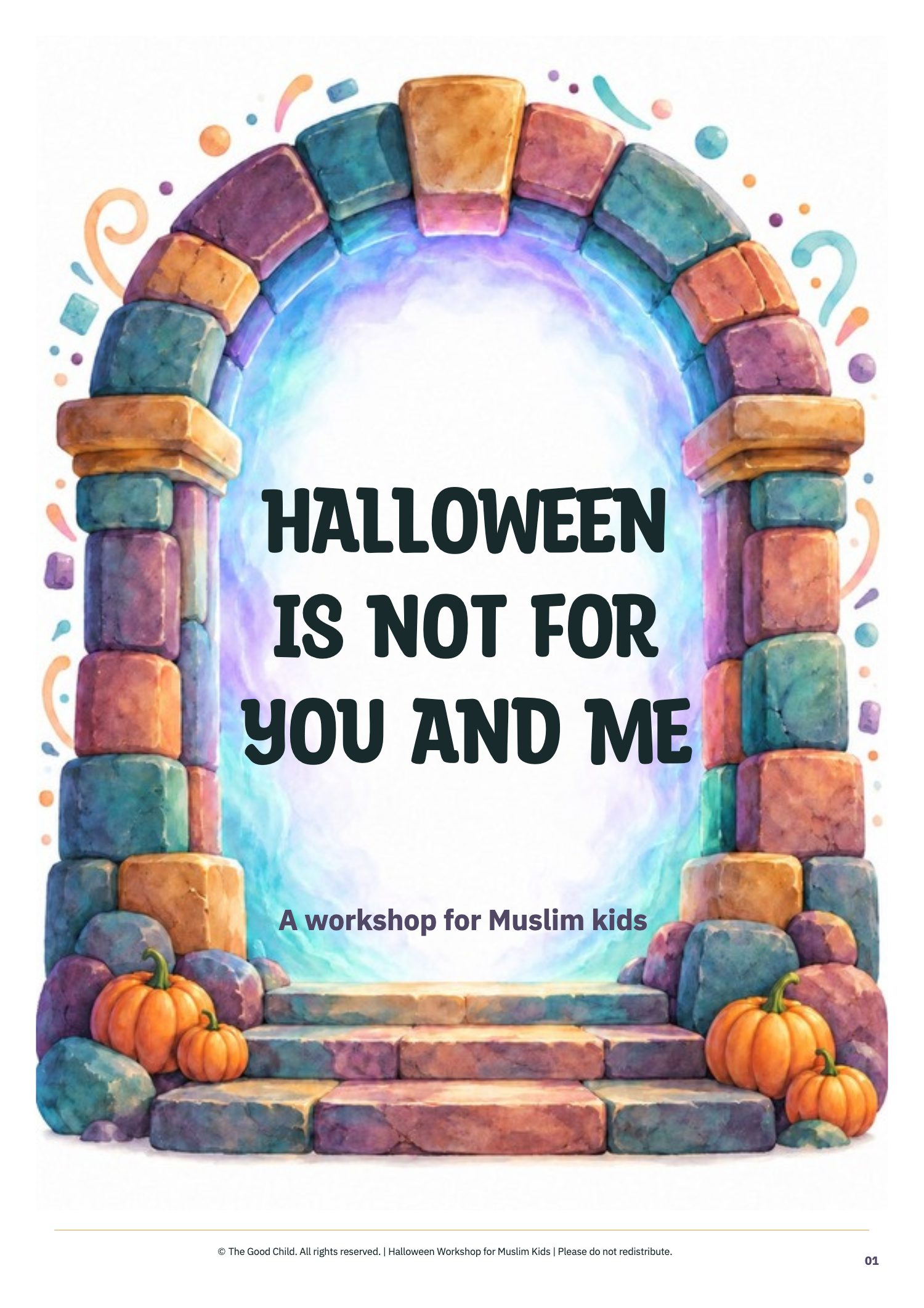 Workbook cover: Halloween is not for you and me, a workshop for Muslim kids